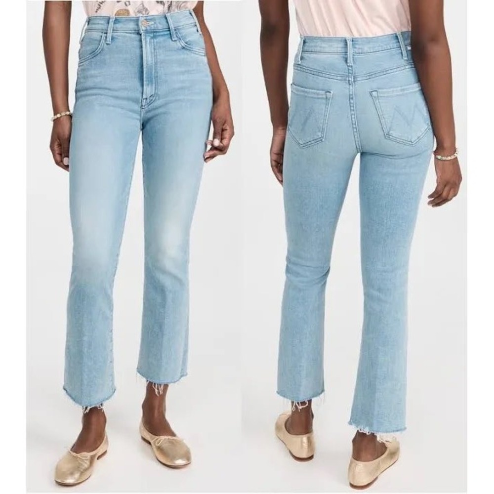 Mother Hustler Ankle Fray Jeans Light Wash High Rise Raw Hem Cropped Premium - Picture 12 of 12